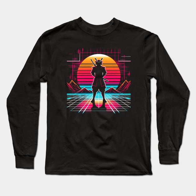 Neon Samurai: Retro Sunset Long Sleeve T-Shirt by T-Shirt Paradise